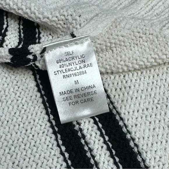 Carly Jean Los Angeles V-Neck Sweater White with Black Stripes - Picture 4 of 6